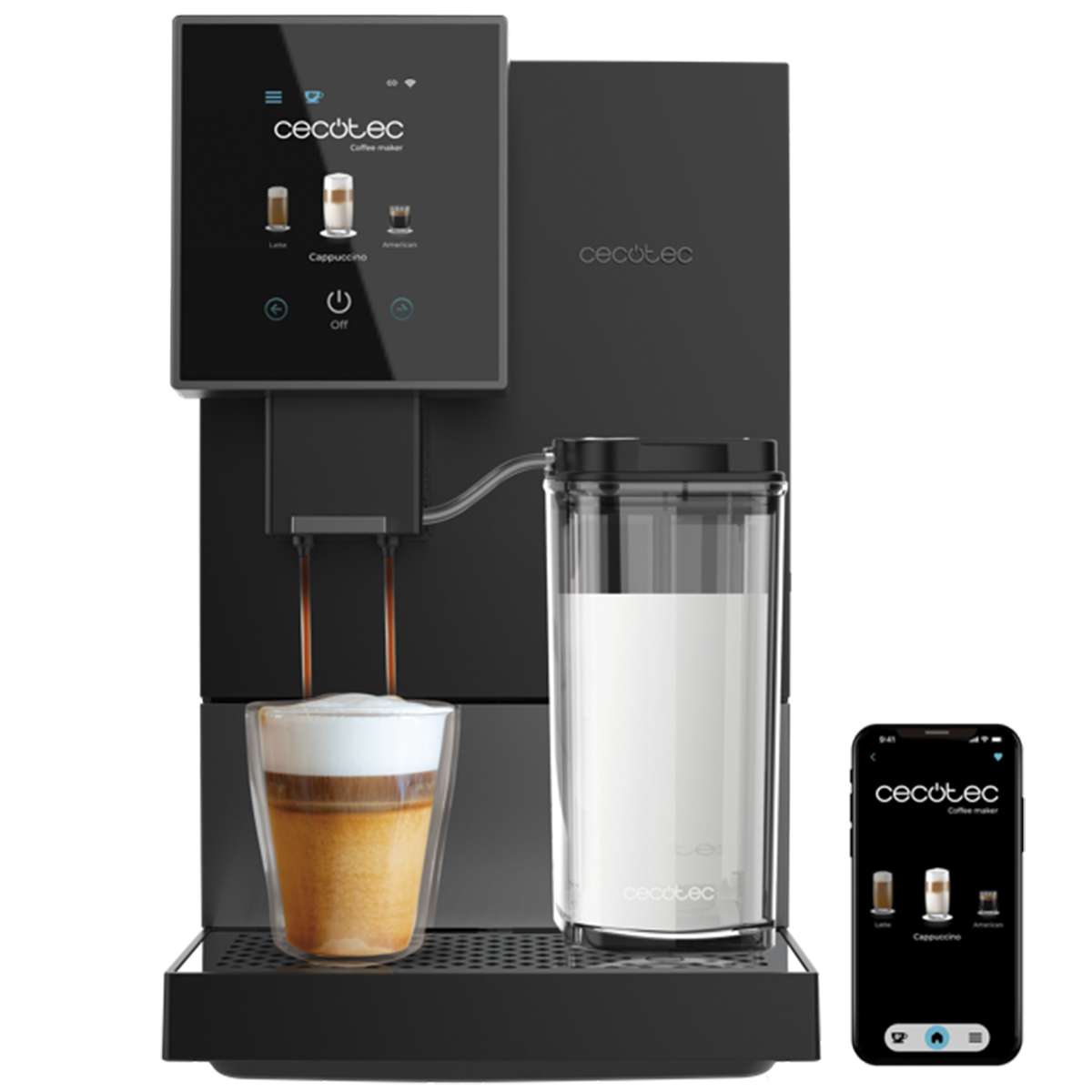 Кофемашина CECOTEC Cremmaet Compactccino Connected Black Silver