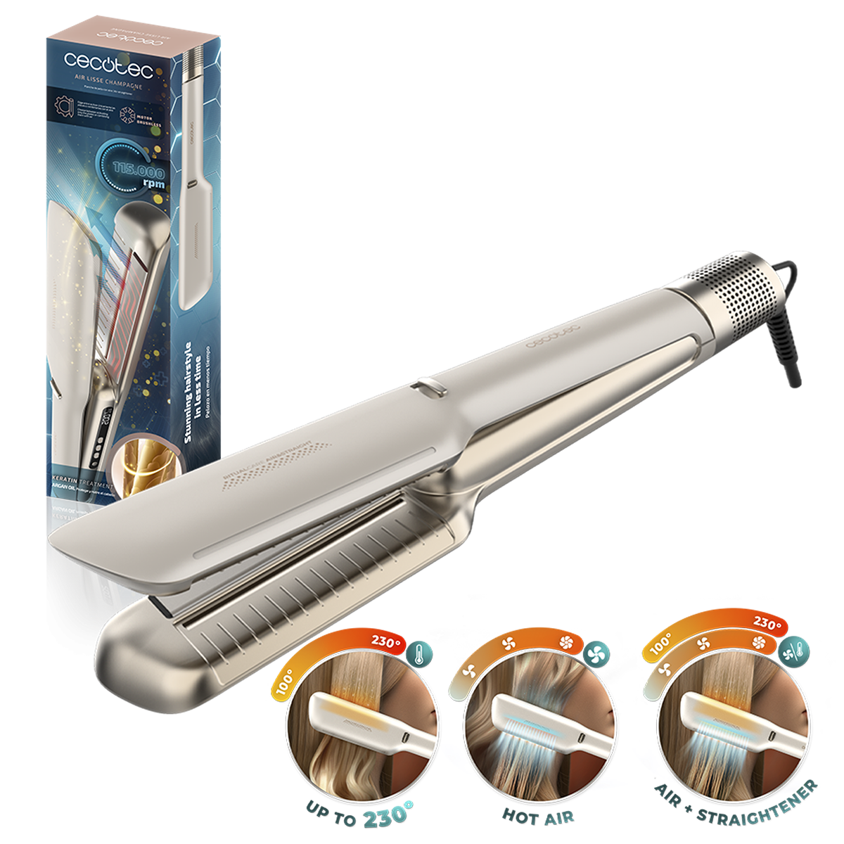 Утюжок для волосся CECOTEC Air Lisse Champagne
