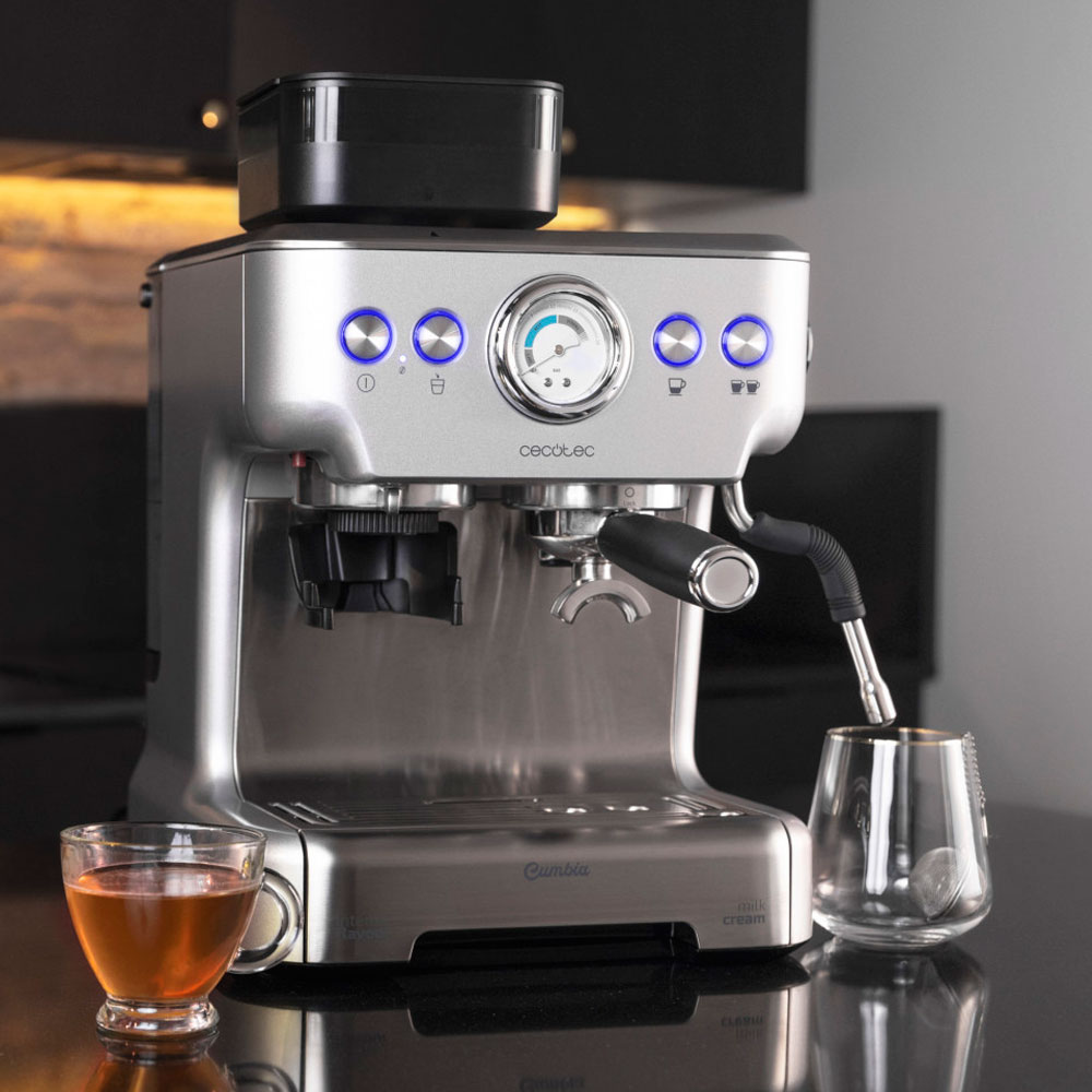  Cecotec Cumbia Power Espresso 20 Barista Aromax Kaffeemaschine.  Leistung 2900 W, 2 Heizsysteme, 20-bar-Druckpumpe, Manometer,  Doppelauslassfilterhalter und 2 Filter (Professionale)